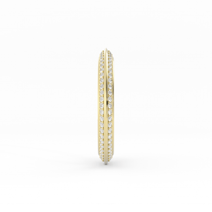 14K Yellow Gold Round Double Knife Edge Lab Grown Diamond Wedding Band