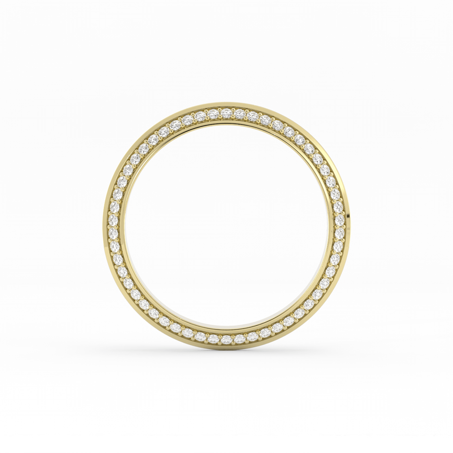 14K Yellow Gold Round Double Knife Edge Lab Grown Diamond Wedding Band