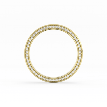 14K Yellow Gold Round Double Knife Edge Lab Grown Diamond Wedding Band