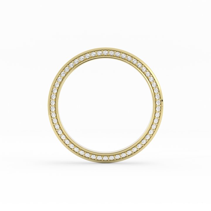 14K Yellow Gold Round Double Knife Edge Lab Grown Diamond Wedding Band