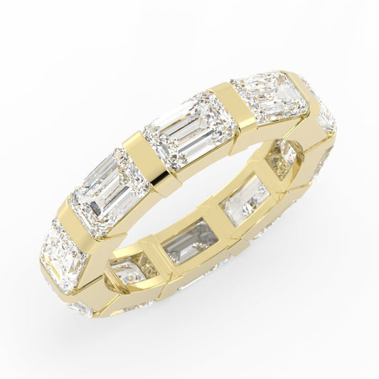 14K Yellow Gold Lab Grown Emerald Cut Eternity 4mm Wedding Band