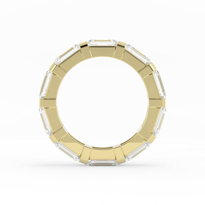 14K Yellow Gold Lab Grown Emerald Cut Eternity 4mm Wedding Band