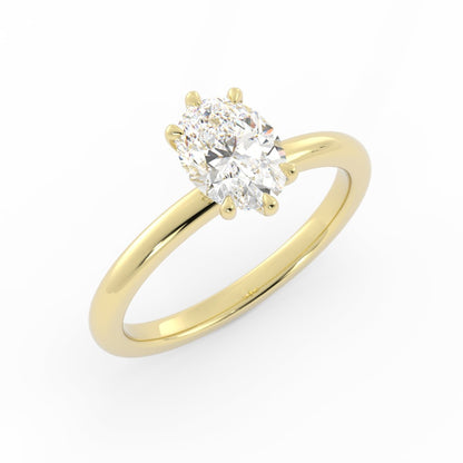 1.25ct Lab Grown Diamond Oval Solitaire 14K Yellow Gold Engagement Ring