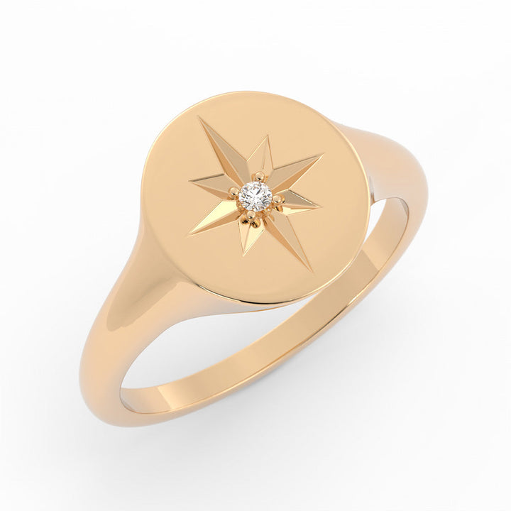 Oval Starburst Lab Grown Diamond Signet Ring