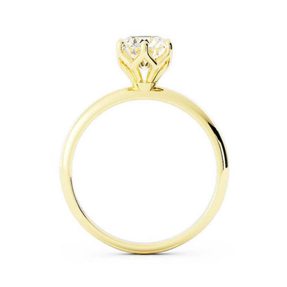 1.0ct Moissanite Round Solitaire 14K Yellow Gold Engagement Ring