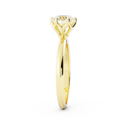 1.0ct Moissanite Round Solitaire 14K Yellow Gold Engagement Ring