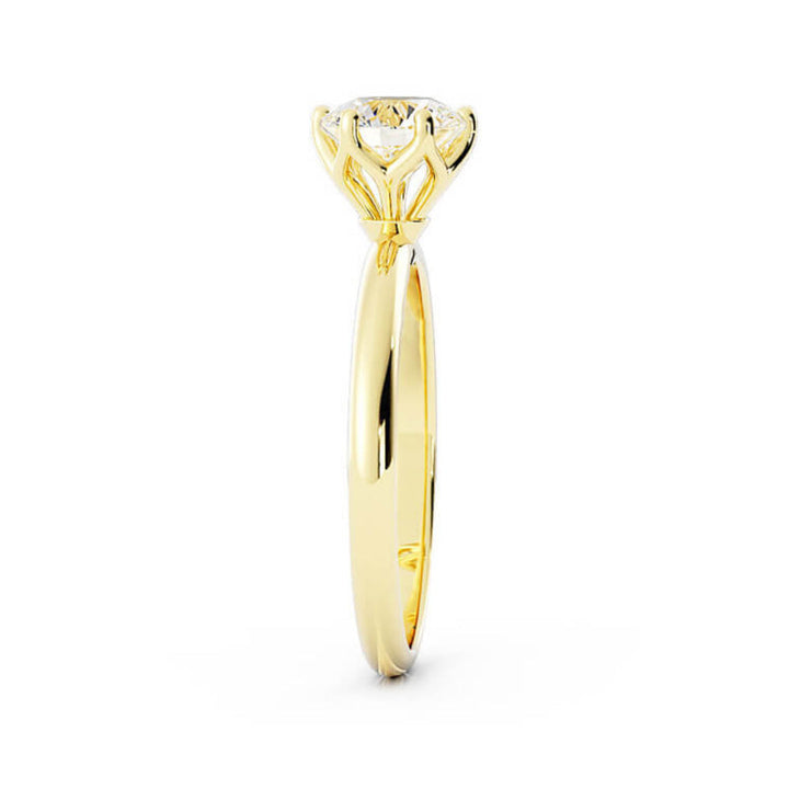 1.0ct Moissanite Round Solitaire 14K Yellow Gold Engagement Ring