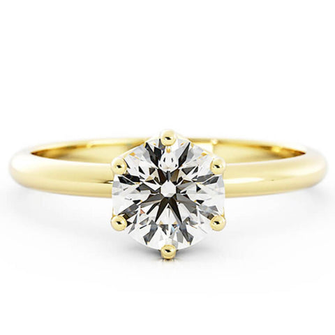 1.0ct Moissanite Round Solitaire 14K Yellow Gold Engagement Ring