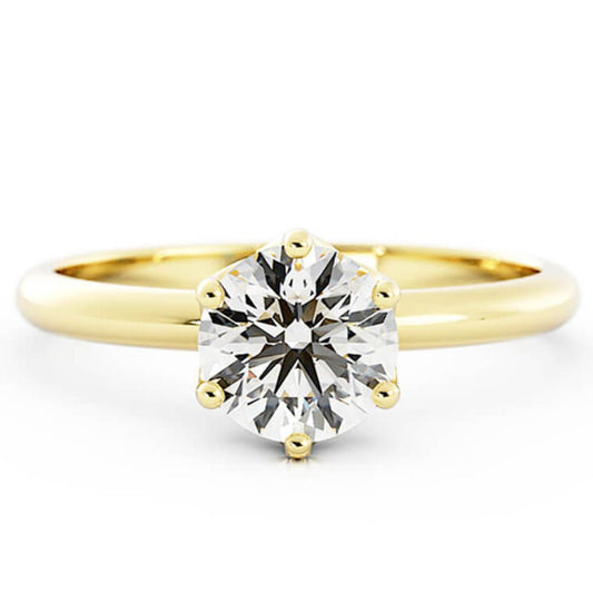 1.0ct Moissanite Round Solitaire 14K Yellow Gold Engagement Ring