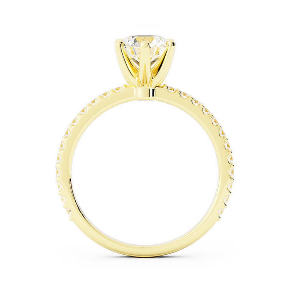 1.0ct Moissanite Pave Accent 14K Yellow Gold Engagement Ring