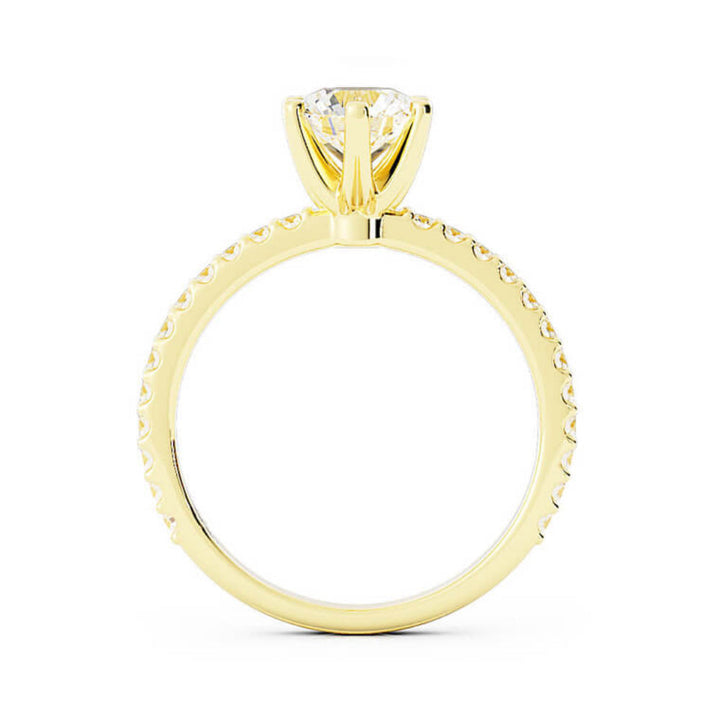 1.0ct Moissanite Pave Accent 14K Yellow Gold Engagement Ring