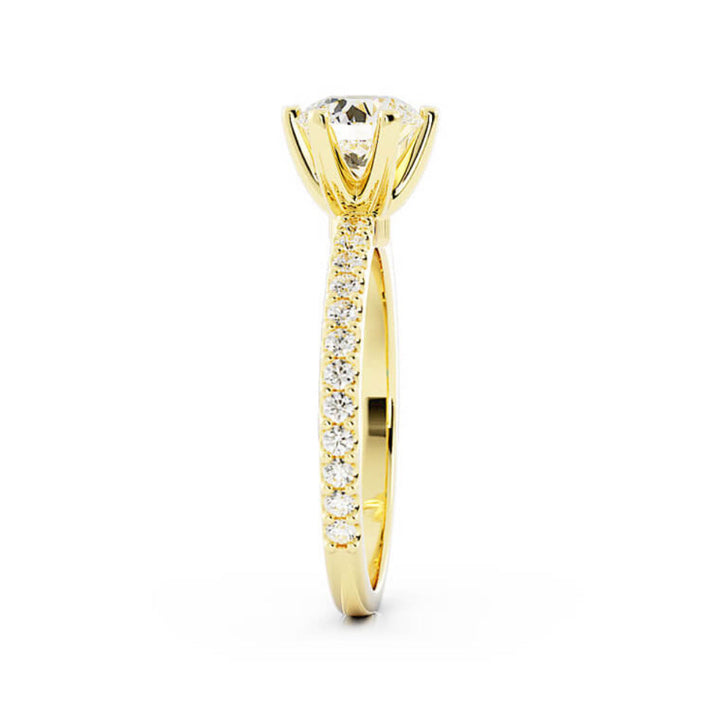 1.0ct Moissanite Pave Accent 14K Yellow Gold Engagement Ring
