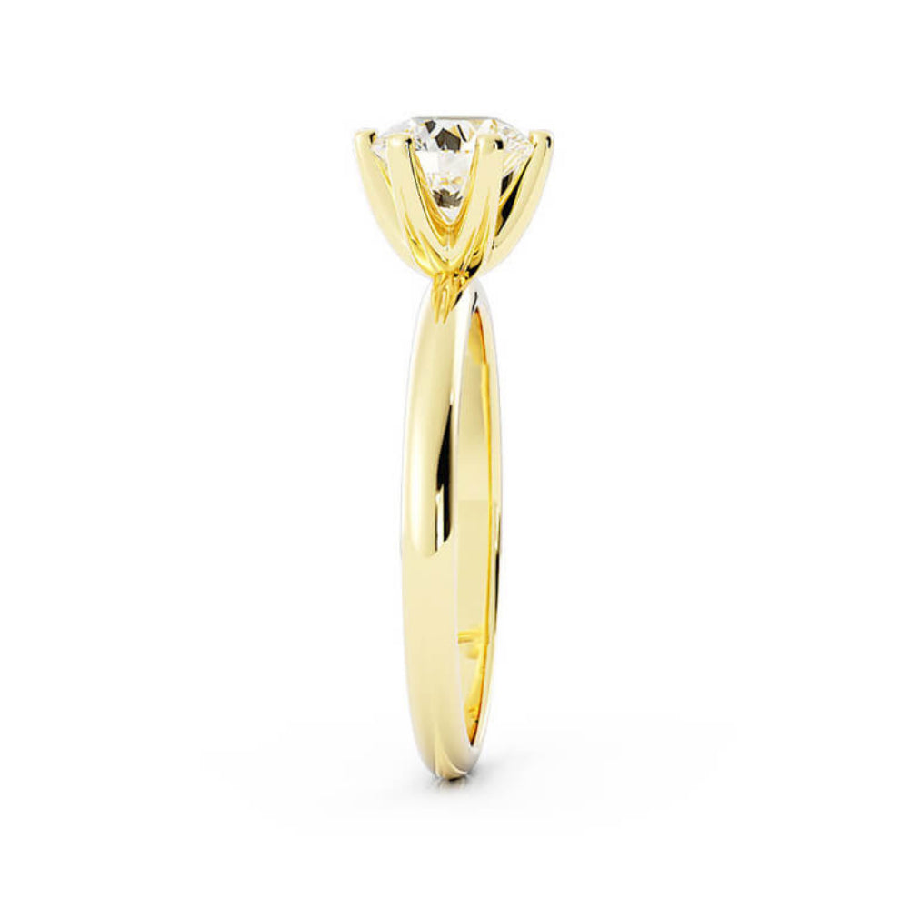 1.0ct Moissanite Round Solitaire 14K Yellow Gold Engagement Ring