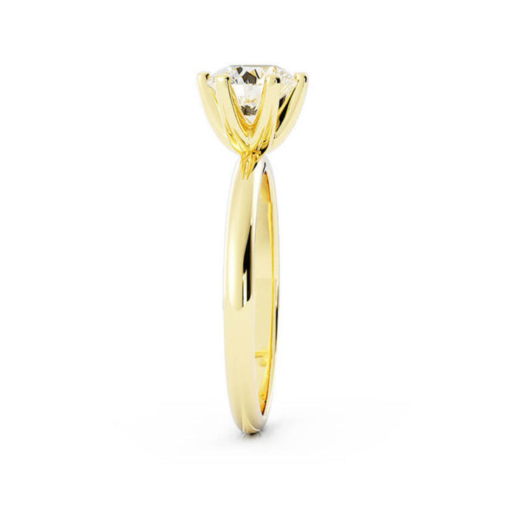 1.0ct Moissanite Round Solitaire 14K Yellow Gold Engagement Ring