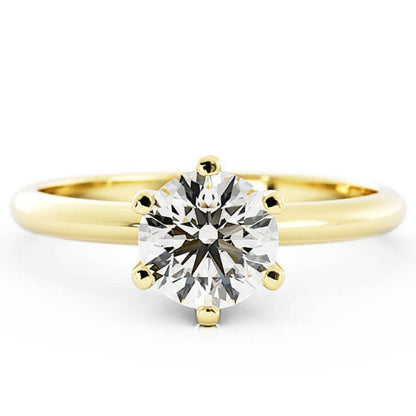 1.0ct Moissanite Round Solitaire 14K Yellow Gold Engagement Ring
