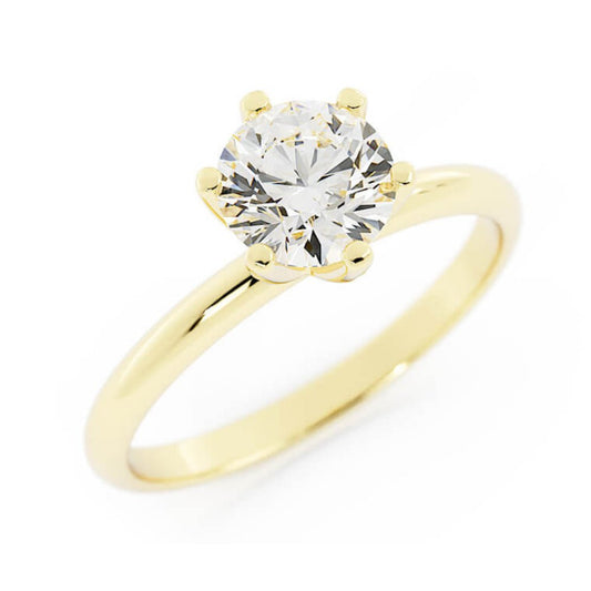 1.0ct Moissanite Round Solitaire 14K Yellow Gold Engagement Ring