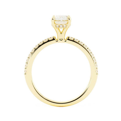 1.25ct Moissanite Pave Hidden Halo 14K Yellow Gold Engagement Ring