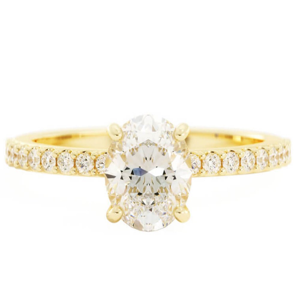 1.25ct Moissanite Pave Hidden Halo 14K Yellow Gold Engagement Ring