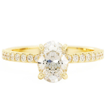 1.25ct Moissanite Pave Hidden Halo 14K Yellow Gold Engagement Ring