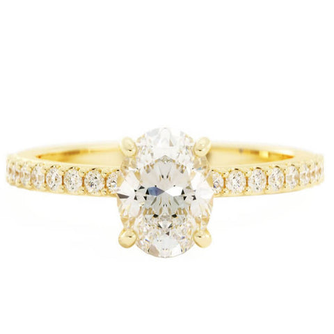 1.25ct Moissanite Pave Hidden Halo 14K Yellow Gold Engagement Ring