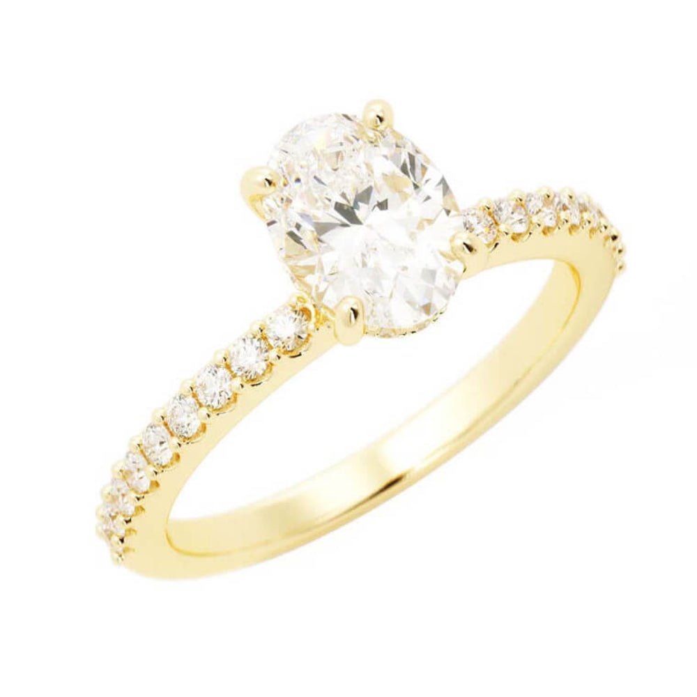 1.25ct Moissanite Pave Hidden Halo 14K Yellow Gold Engagement Ring