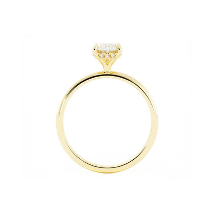 1.25ct Moissanite Oval Hidden Halo 14K Yellow Gold Engagement Ring