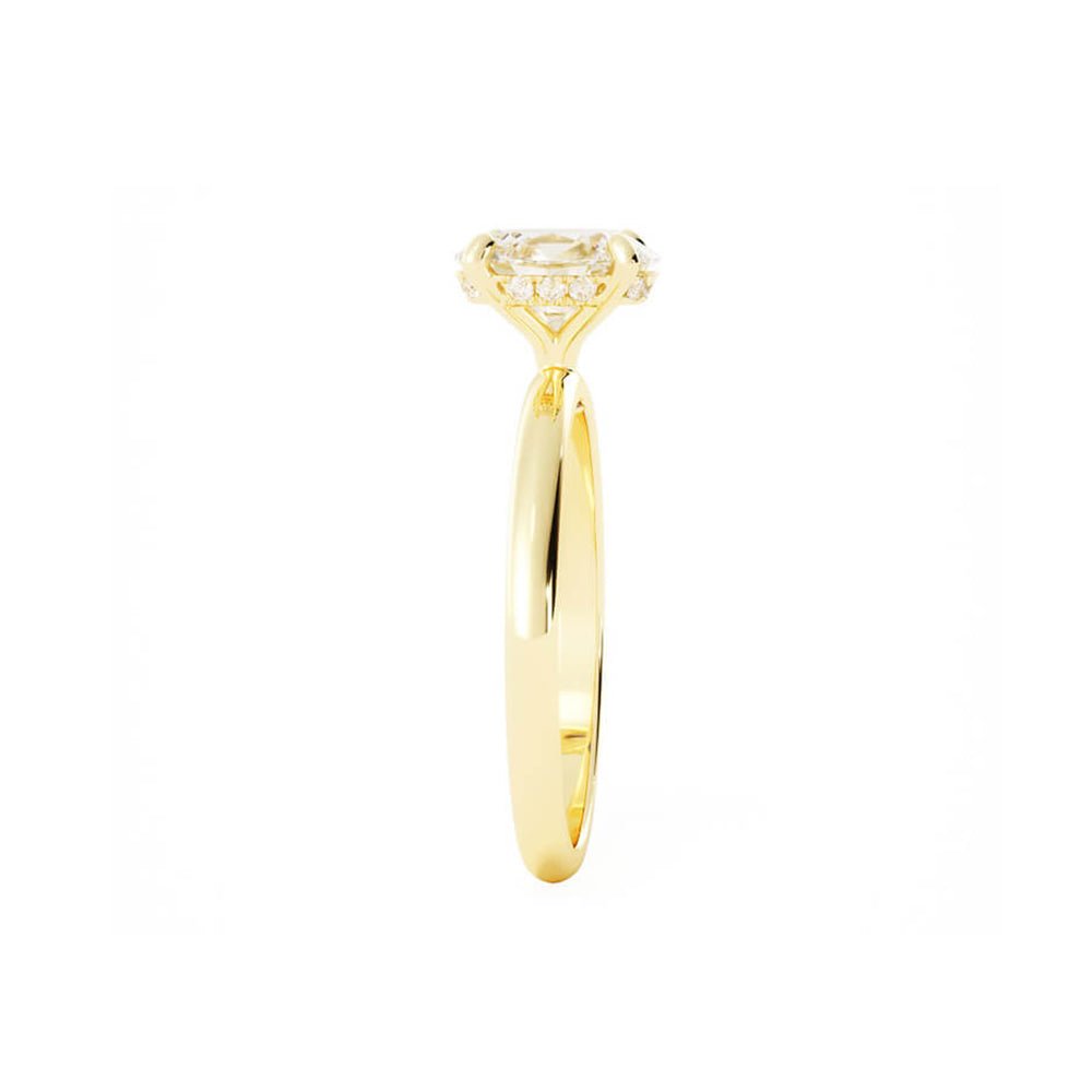 1.25ct Moissanite Oval Hidden Halo 14K Yellow Gold Engagement Ring