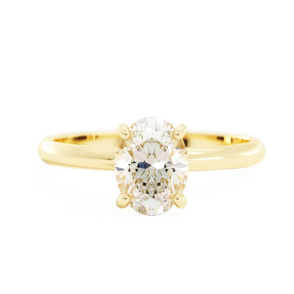 1.25ct Moissanite Oval Hidden Halo 14K Yellow Gold Engagement Ring