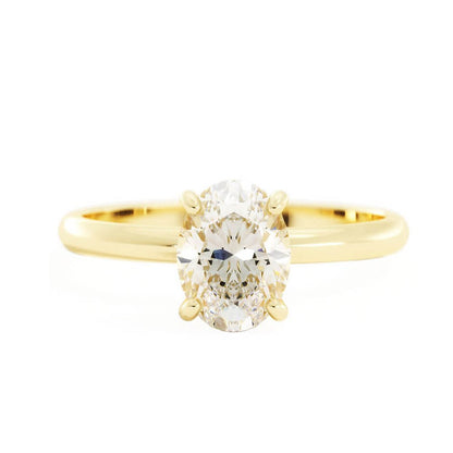 1.25ct Moissanite Oval Hidden Halo 14K Yellow Gold Engagement Ring