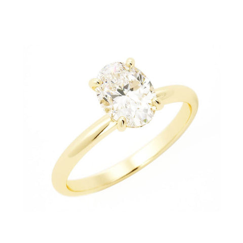 1.25ct Moissanite Oval Hidden Halo 14K Yellow Gold Engagement Ring