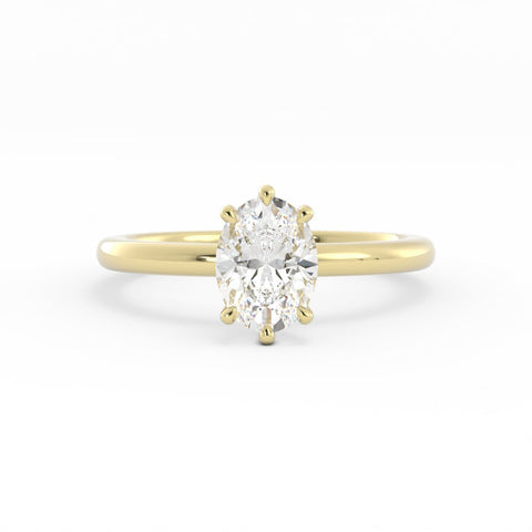 1.25ct Moissanite Oval Solitaire 14K Yellow Gold Engagement Ring