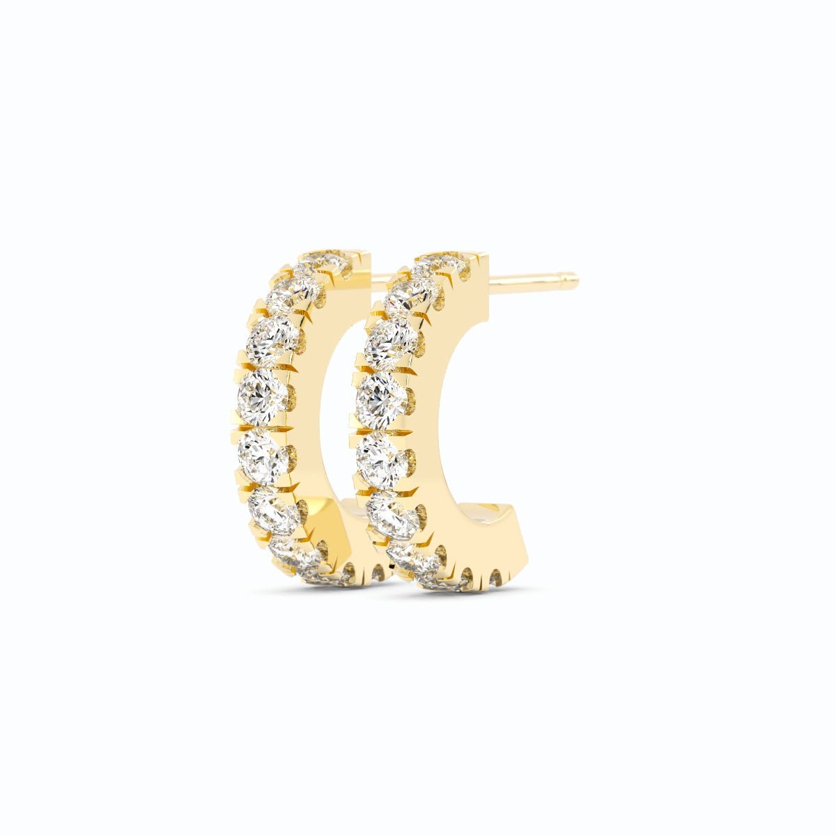 14K Yellow Gold Round Natural Diamond 10mm Hoops Earring