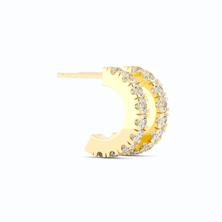 14K Yellow Gold Round Natural Diamond 10mm Hoops Earring