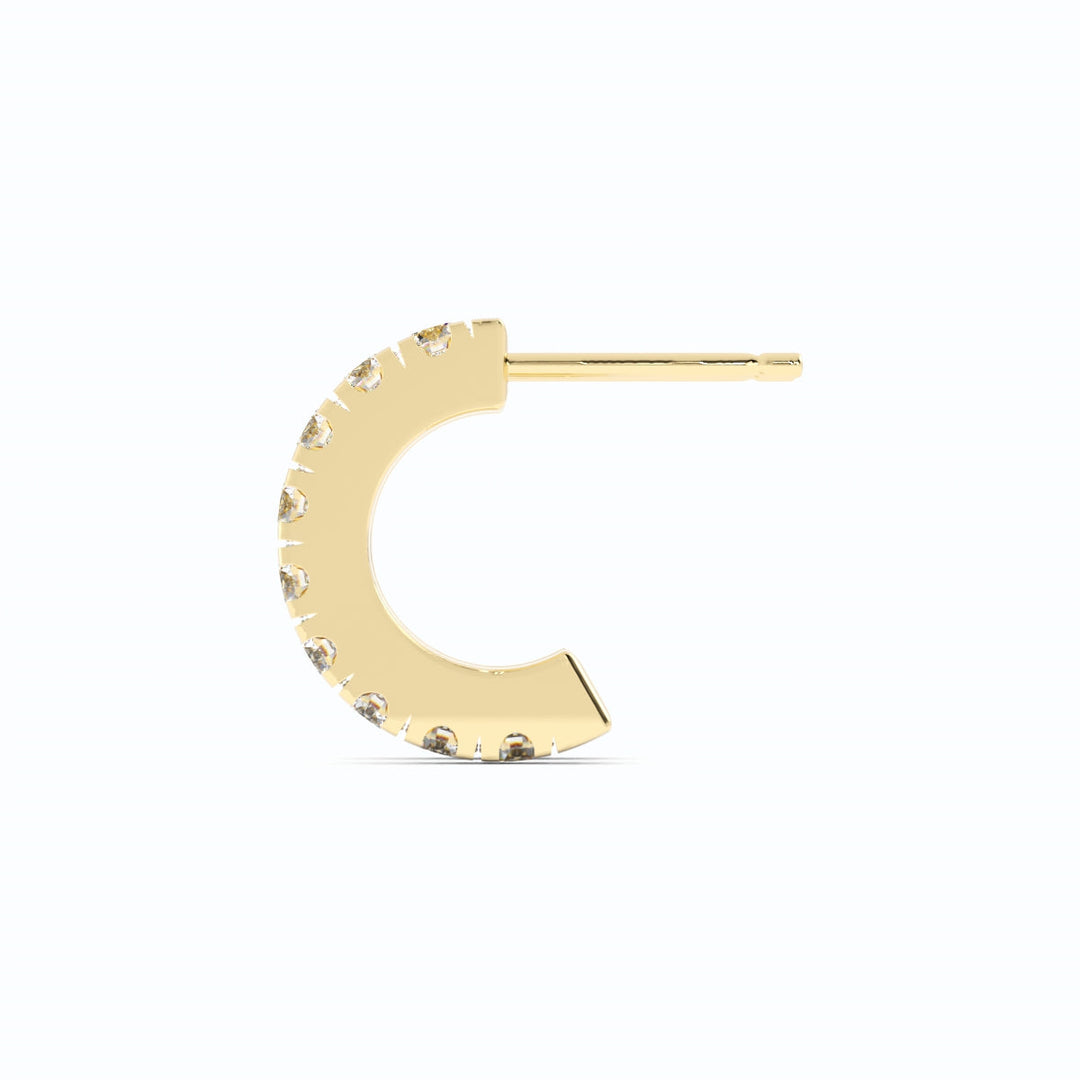 14K Yellow Gold Round Natural Diamond 10mm Hoops Earring