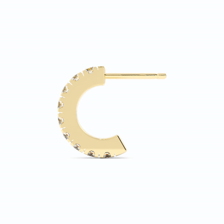 14K Yellow Gold Round Natural Diamond 10mm Hoops Earring