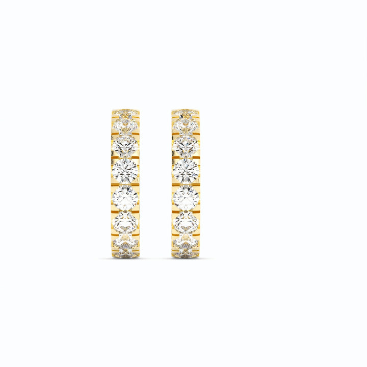 14K Yellow Gold Round Natural Diamond 10mm Hoops Earring