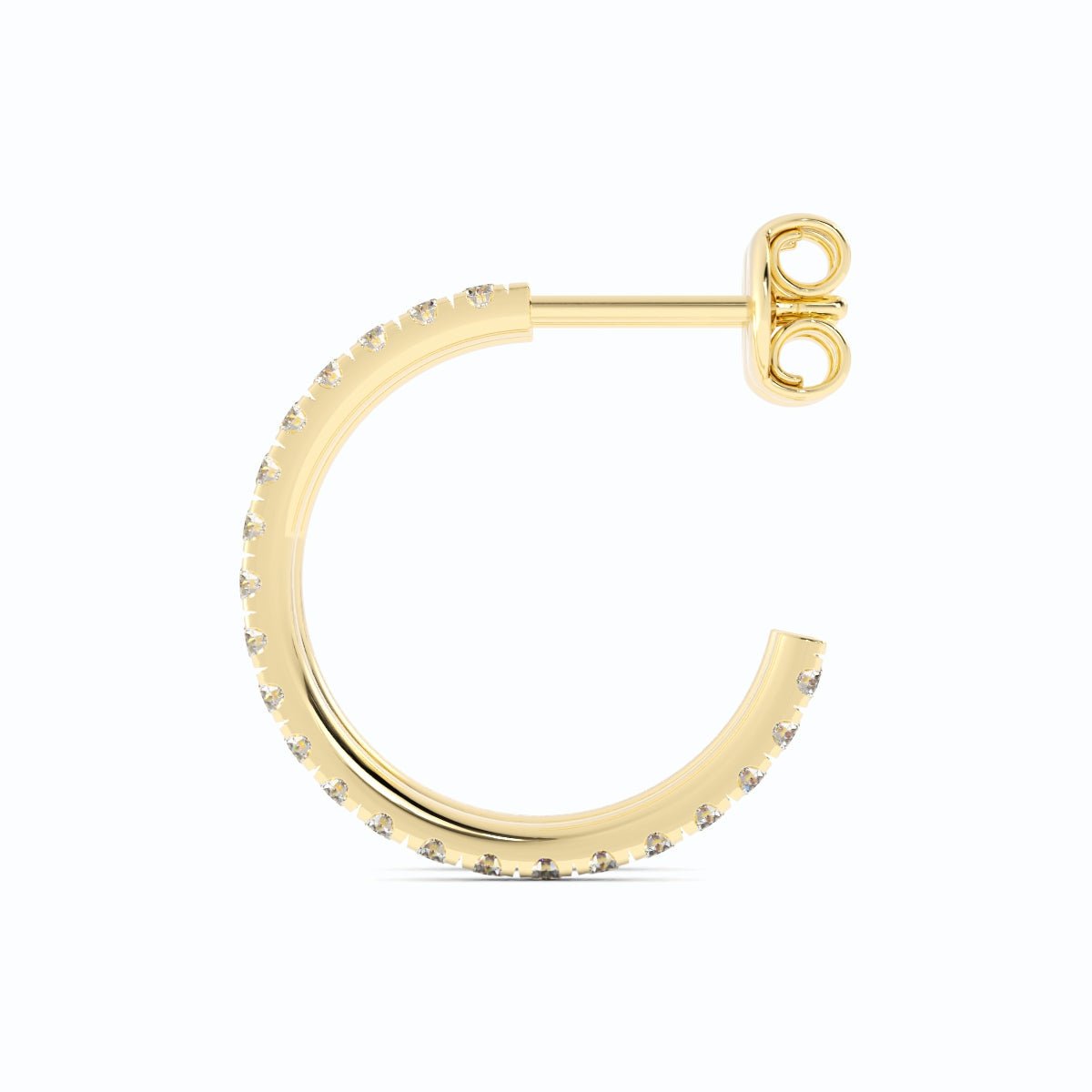 14K Yellow Gold Round Natural Diamond 15mm Hoops Earring