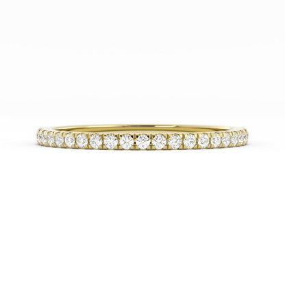 14K Yellow Gold Round Pave Half Shank Natural Diamond Wedding Band
