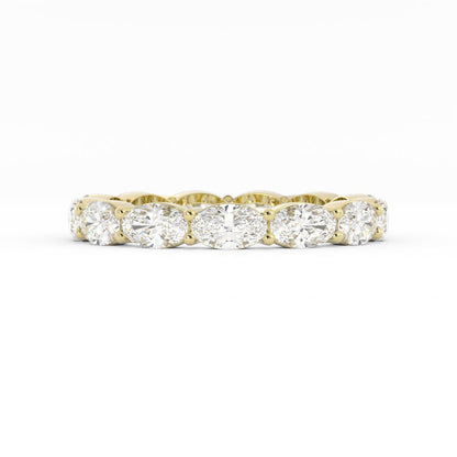 14K Yellow Gold Natural Diamond Oval Eternity 2.67mm Wedding Band