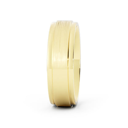 14K Yellow Gold Satin Step-down Edge 6mm Wedding Band