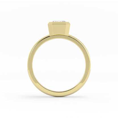 1.0ct Moissanite Emerald North South Solitaire 14K Yellow Gold Engagement Ring