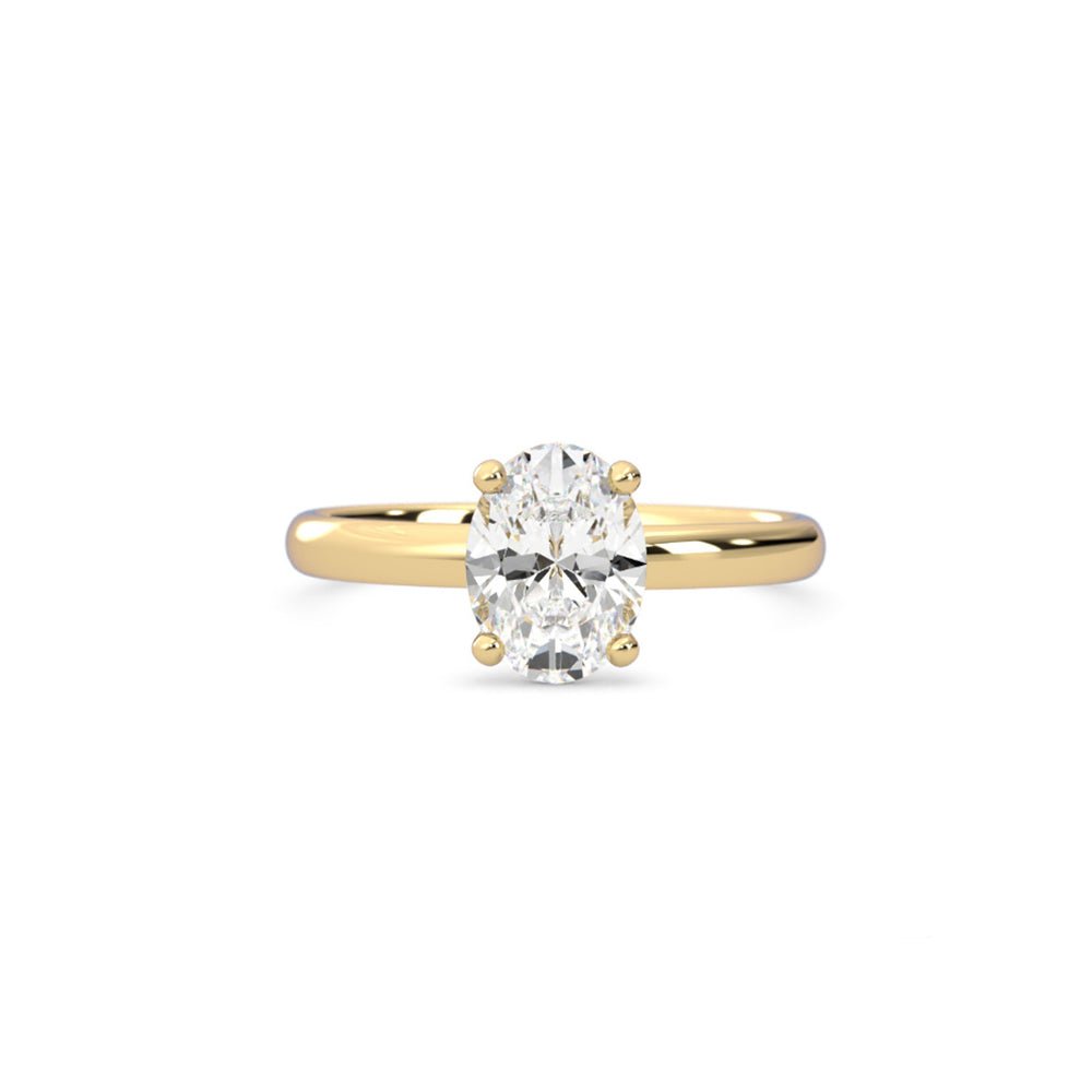 1.09ct Moissanite Oval Solitaire 14K Yellow Gold Engagement Ring