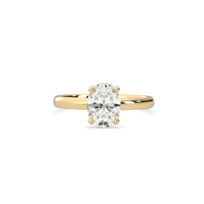 1.09ct Moissanite Oval Solitaire 14K Yellow Gold Engagement Ring