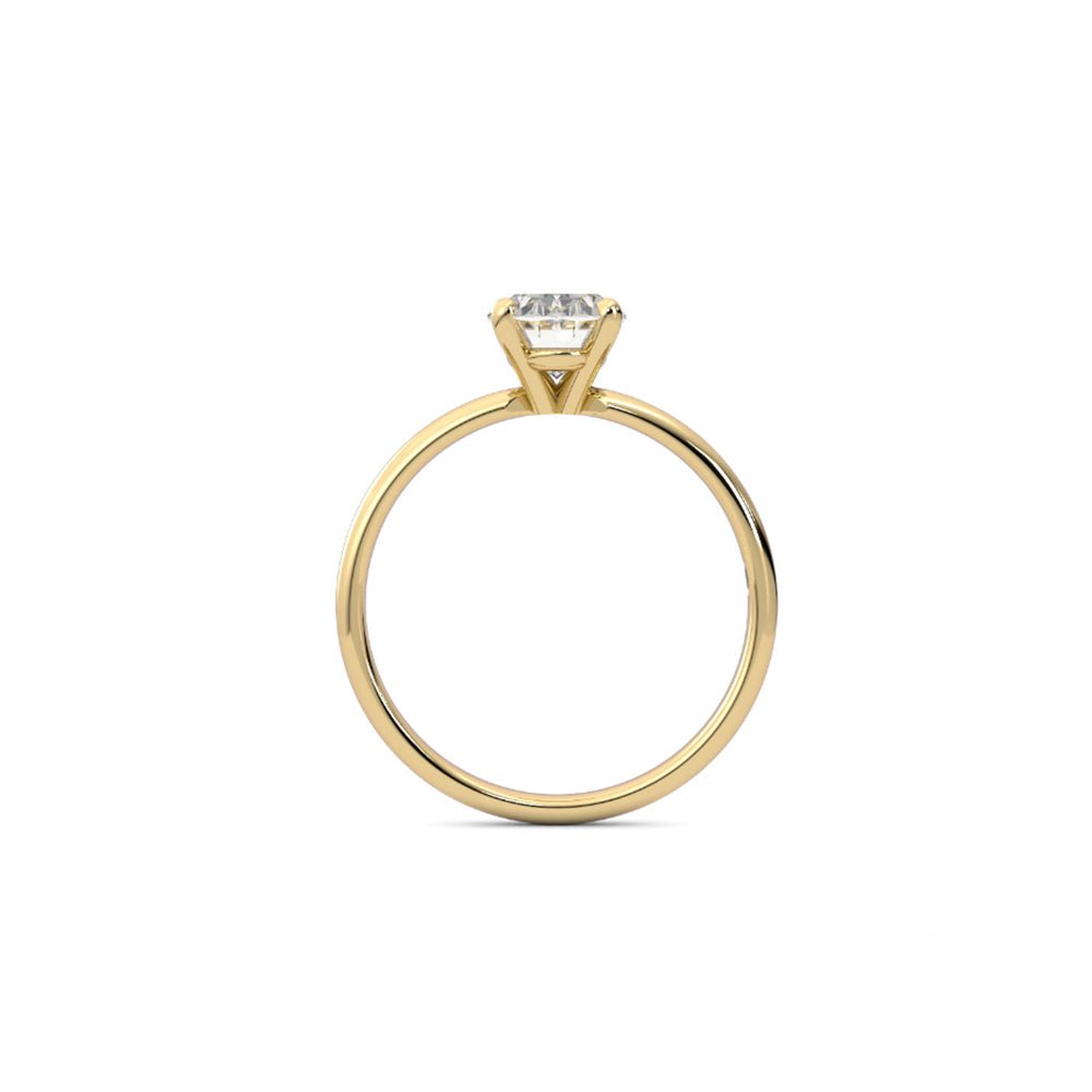 1.09ct Moissanite Oval Solitaire 14K Yellow Gold Engagement Ring