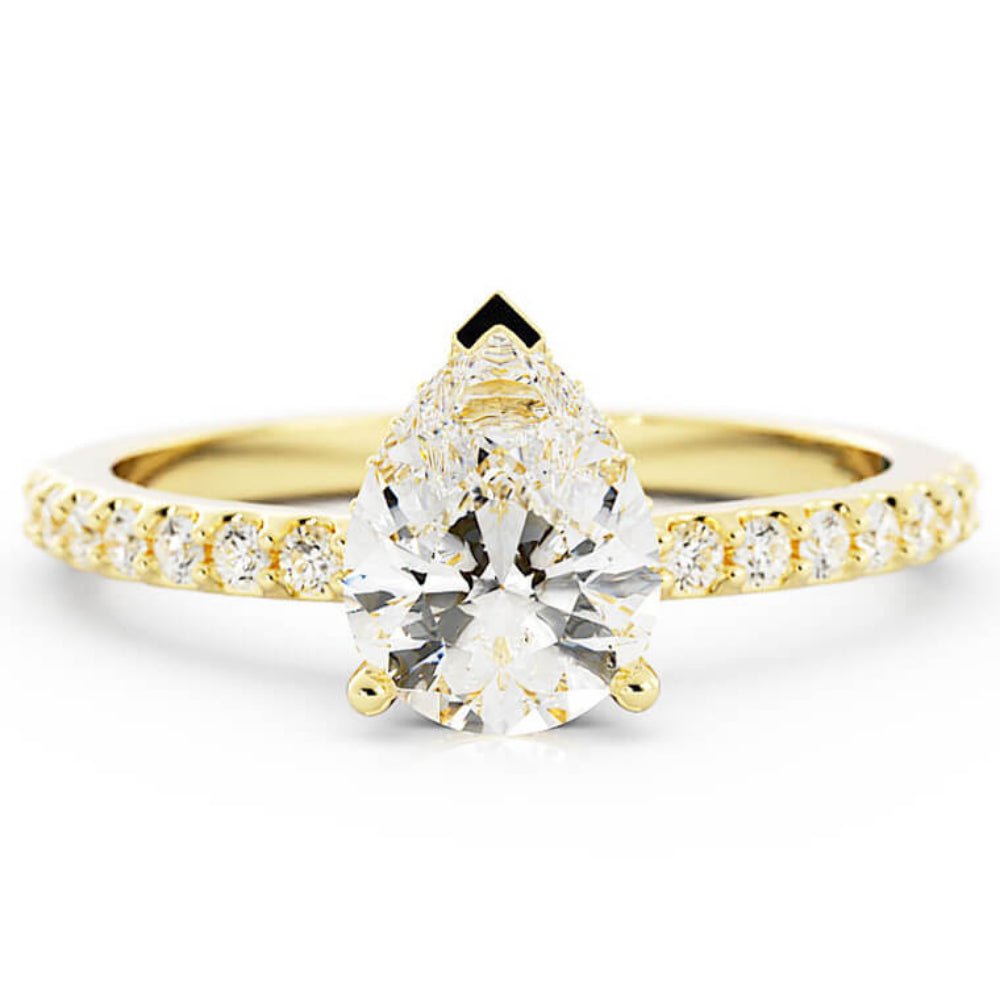 1.5ct Moissanite Pave Hidden Halo  14K Yellow Gold Engagement Ring