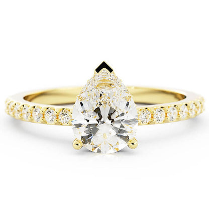 1.5ct Moissanite Pave Hidden Halo  14K Yellow Gold Engagement Ring