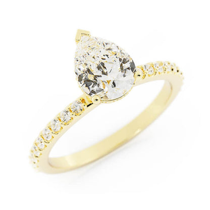 1.5ct Moissanite Pave Hidden Halo  14K Yellow Gold Engagement Ring