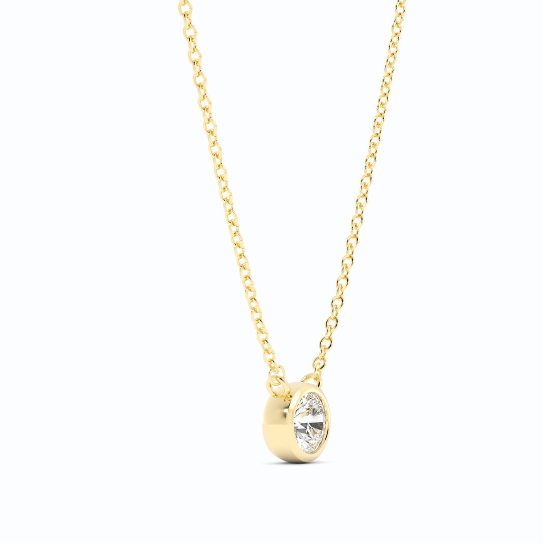 0.5ct Lab Grown Diamond Round Bezel Solitiare 14K Yellow Gold Necklace