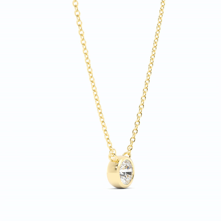 0.5ct Lab Grown Diamond Round Bezel Solitiare 14K Yellow Gold Necklace