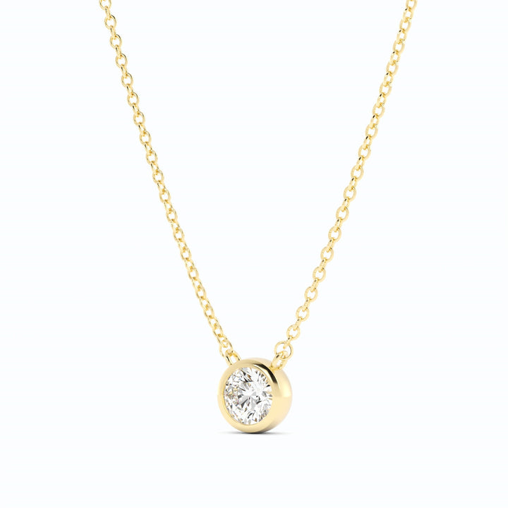 Round Lab Grown Diamond Bezel Solitiare Necklace